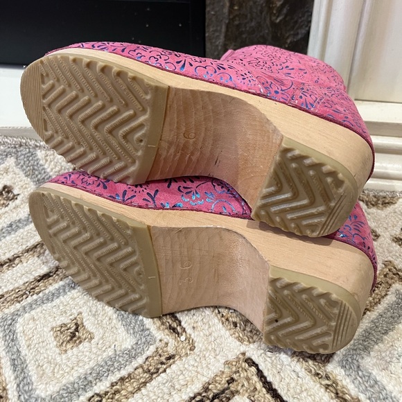 Hanna Andersson Size 36  Clog Boots Womens PINK BLUE ANKLE BOOTIES - Picture 4 of 7